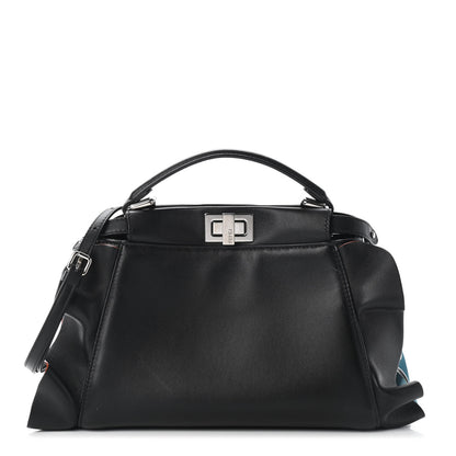 Fendi Nappa Waves Bi-Color Mini Peekaboo Iconic Satchel Black Turchese 1 of 10