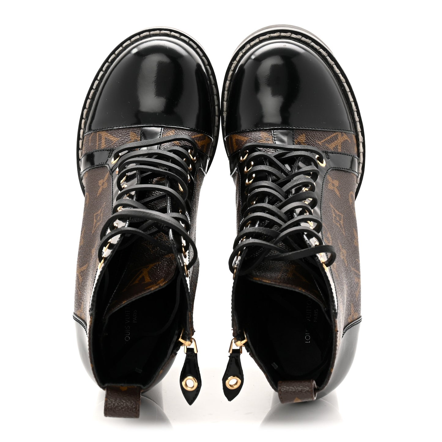 Patent Calfskin Monogram Star Trail Ankle Boots 40 Black