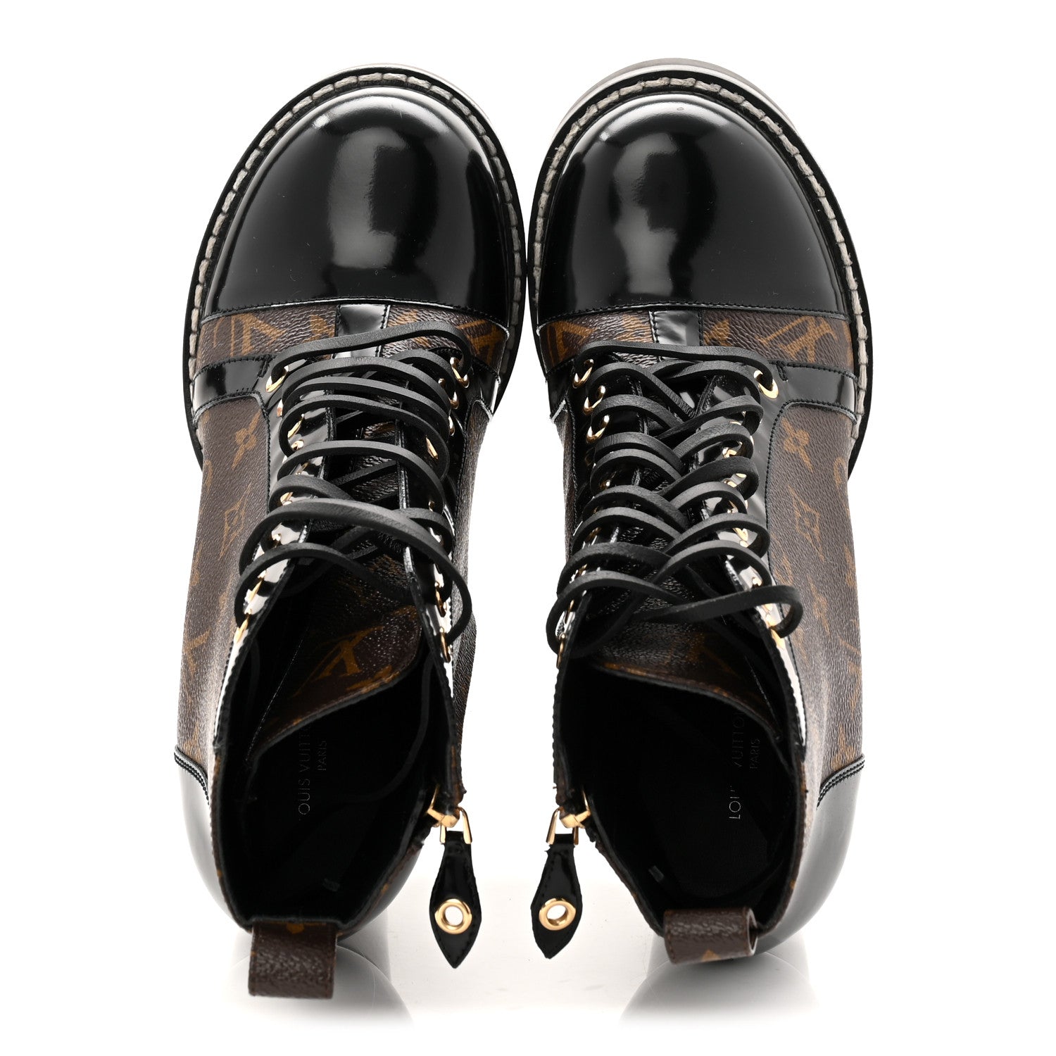 Louis Vuitton Patent Calfskin Monogram Star Trail Ankle Boots 40 Black 2 of 9