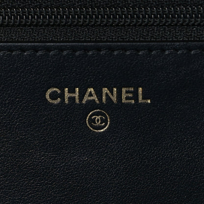 Chanel Caviar Camellia Embossed Wallet On Chain WOC Black 6 of 9