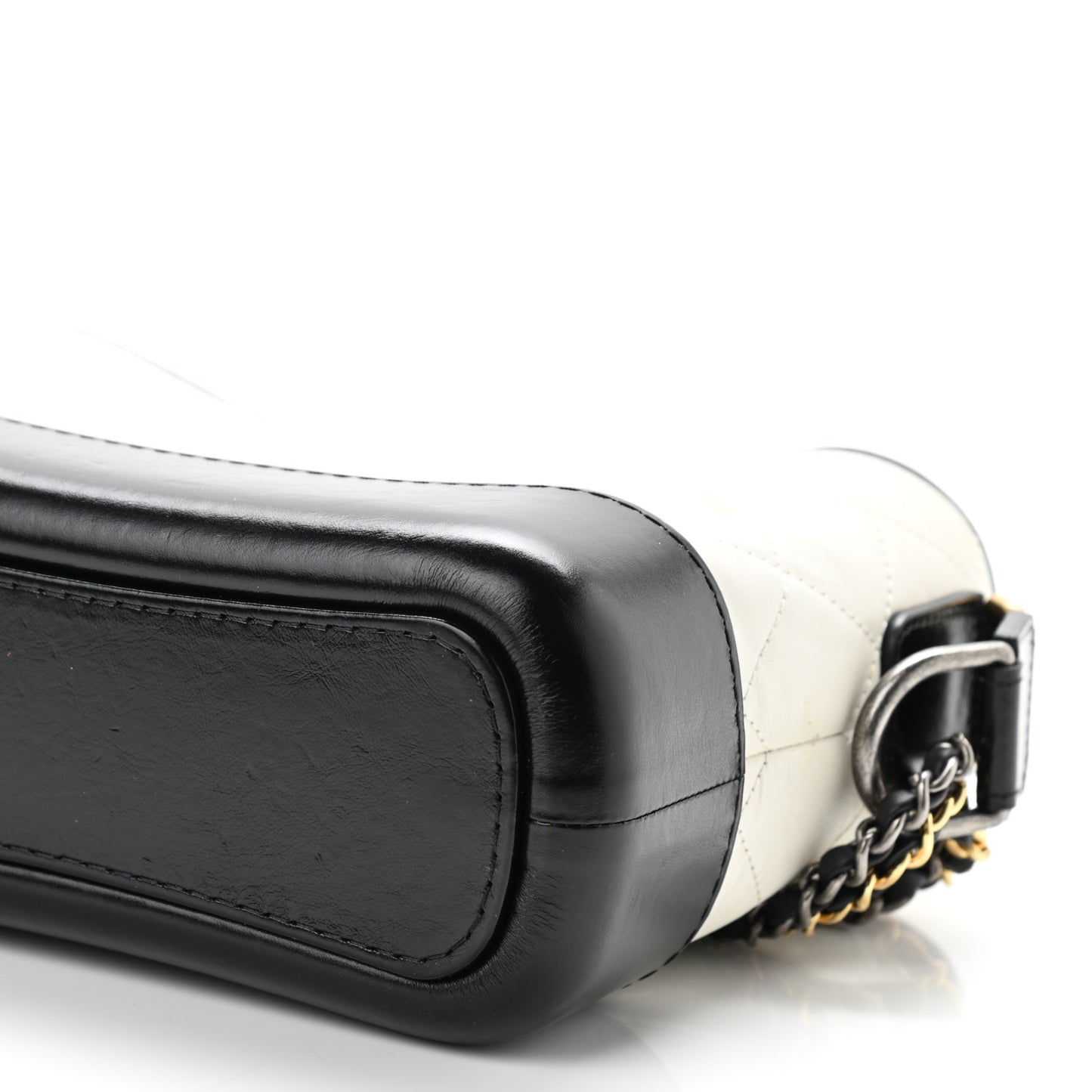 Aged Calfskin Quilted Small Gabrielle Hobo Black White