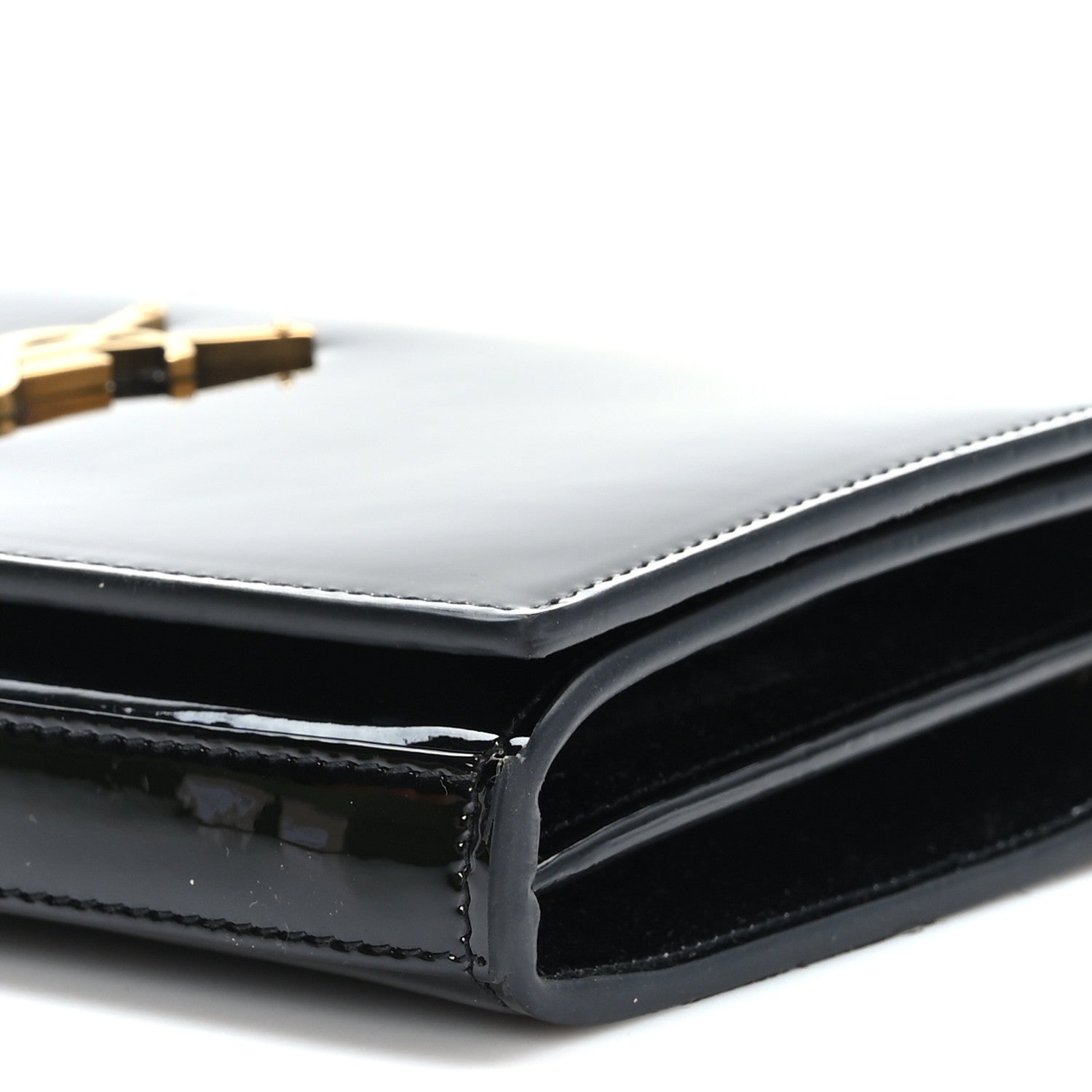 Saint Laurent Patent Calfskin Monogram Kate Wallet On Chain Black 8 of 9