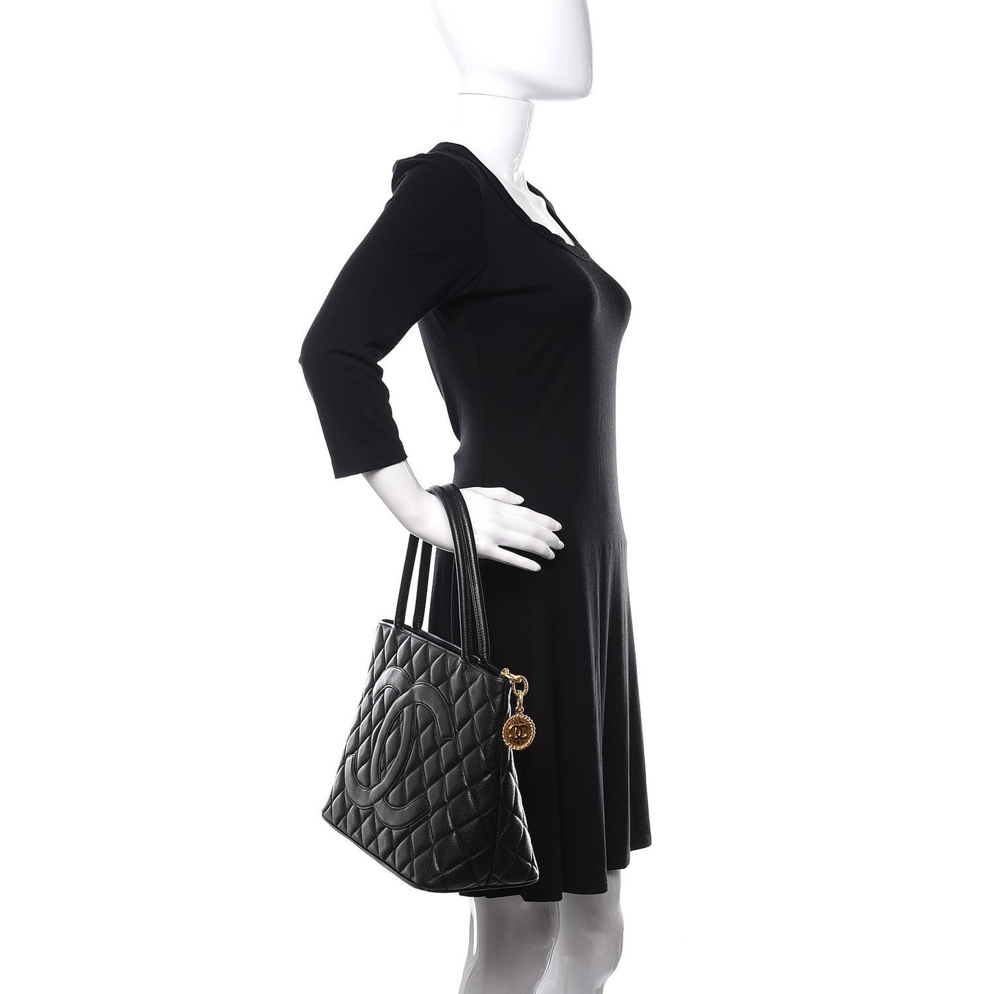Caviar Quilted Medallion Tote Black