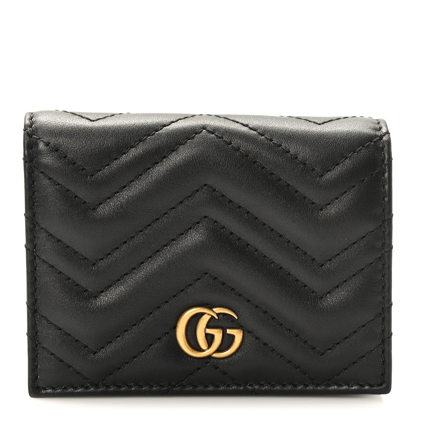 Calfskin Matelasse GG Marmont Card Case Wallet Black