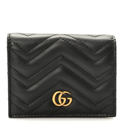 Gucci Calfskin Matelasse GG Marmont Card Case Wallet Black 1 of 9