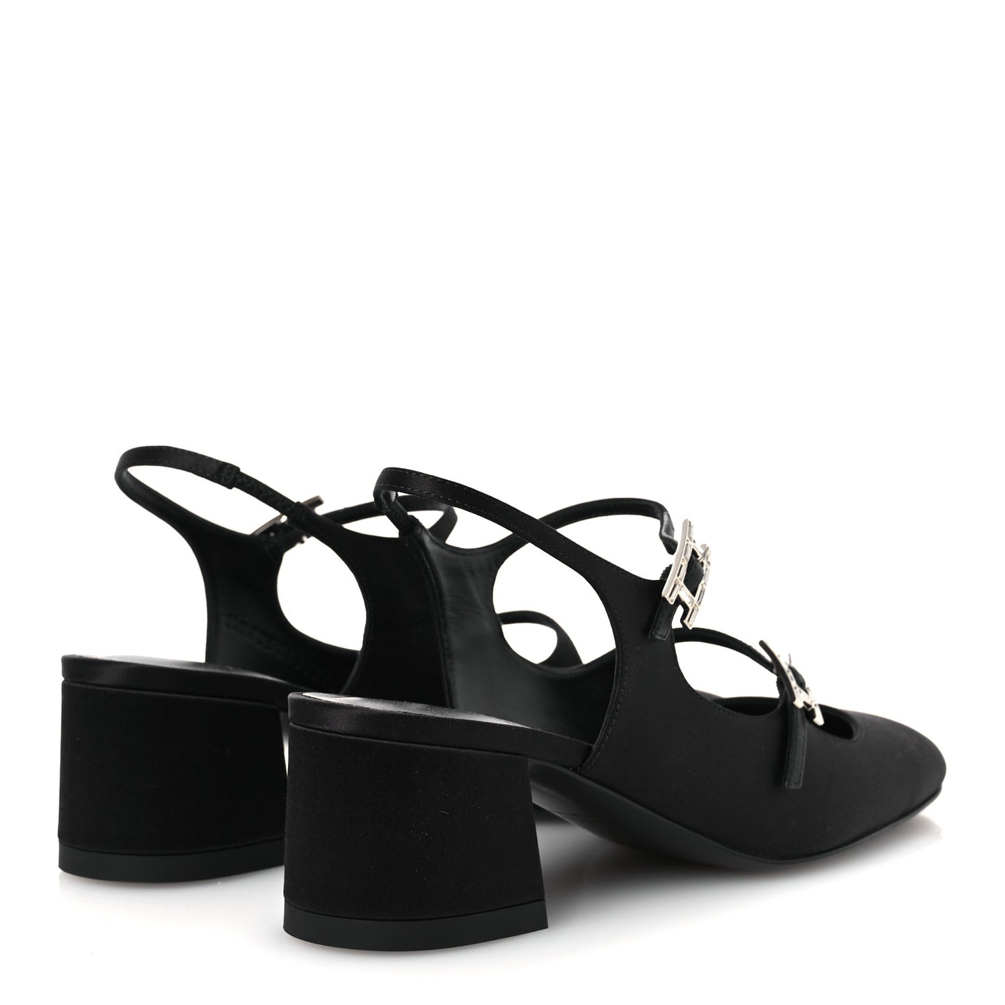 Satin Rhinestone Jackie 50 Pumps 37 Black