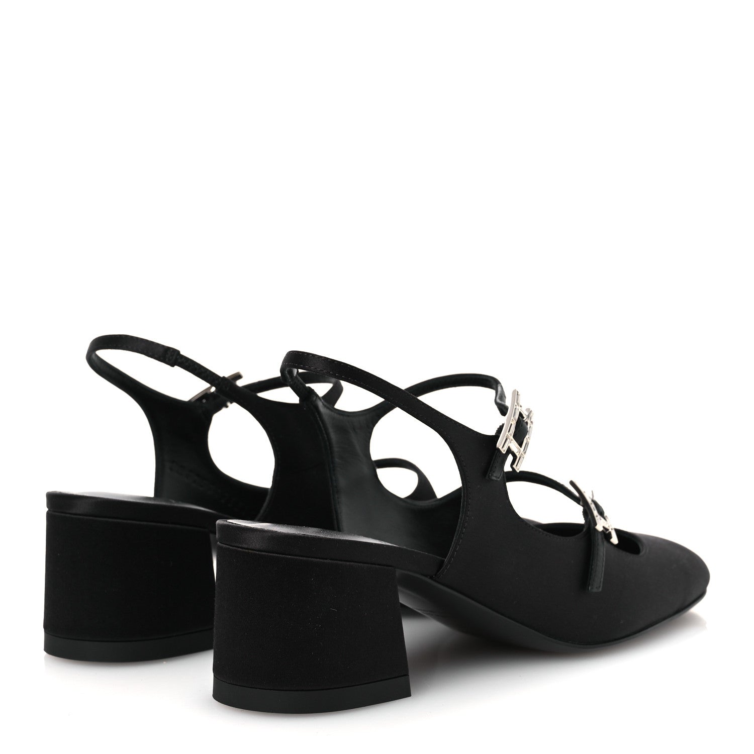Hermes Satin Rhinestone Jackie 50 Pumps 37 Black 5 of 11