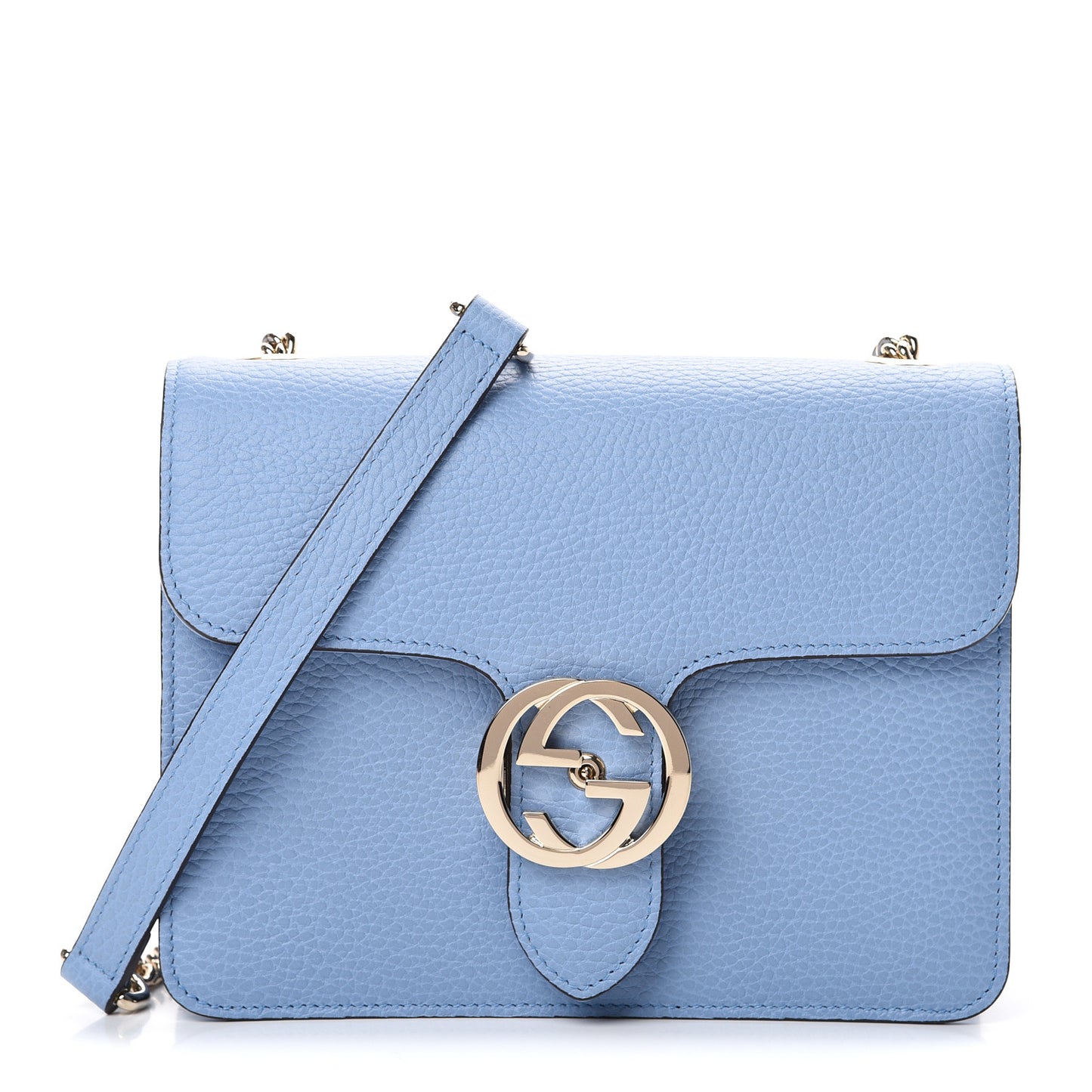 Dollar Calfskin Small Interlocking G Shoulder Bag Mineral Blue