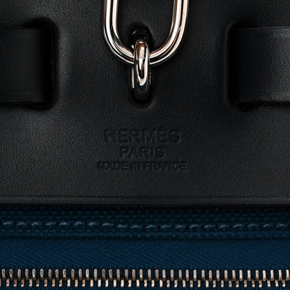 Hermes Toile Vache Hunter Herbag Zip Retourne 31 PM Black Blue De Malte 7 of 11