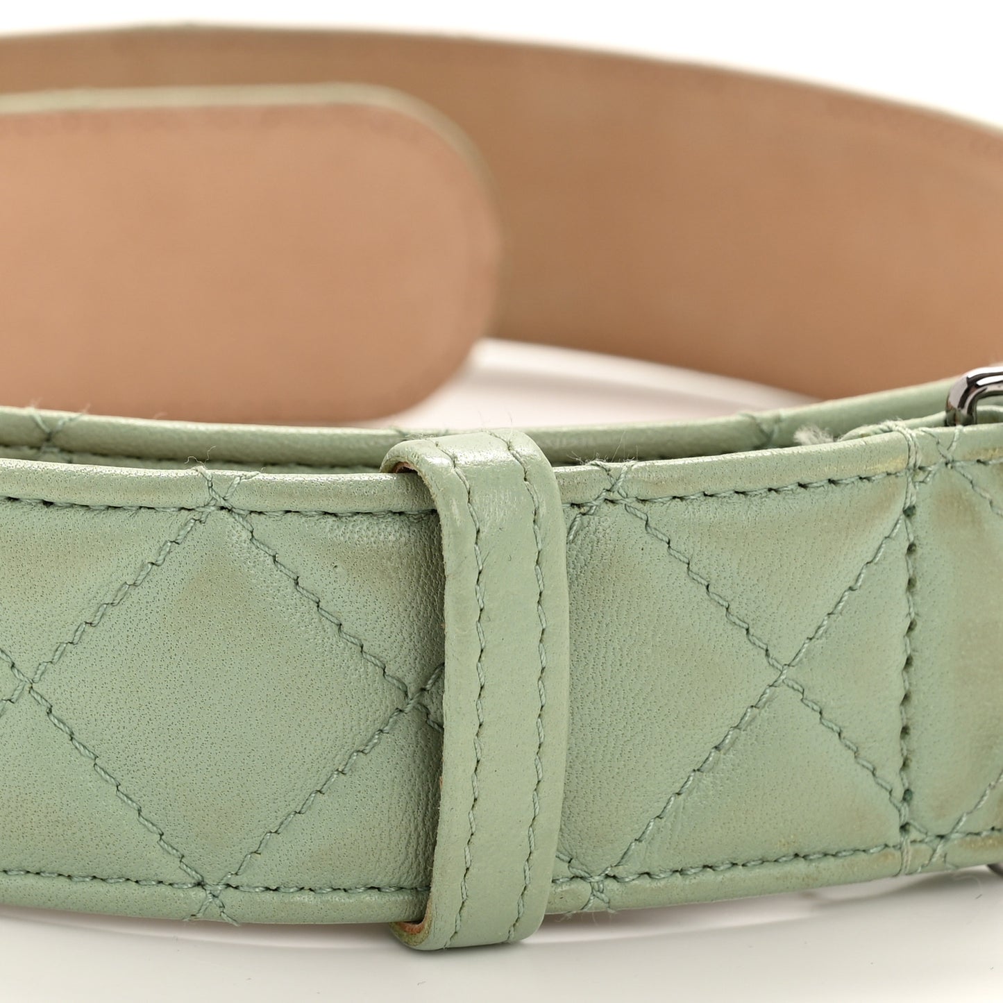 Lambskin Quilted CC Belt 80 32 Green