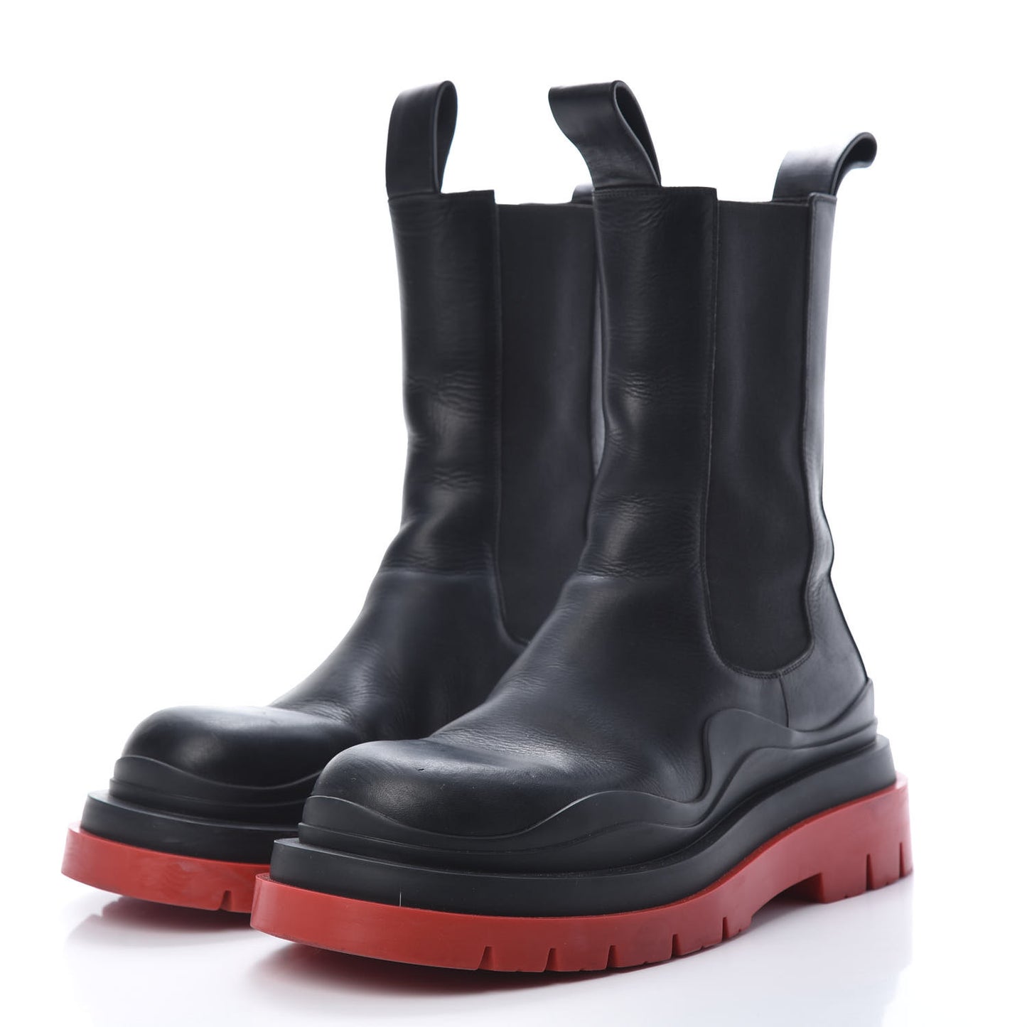 Calfskin The Tire Chelsea Boots 40 Black Bright Red