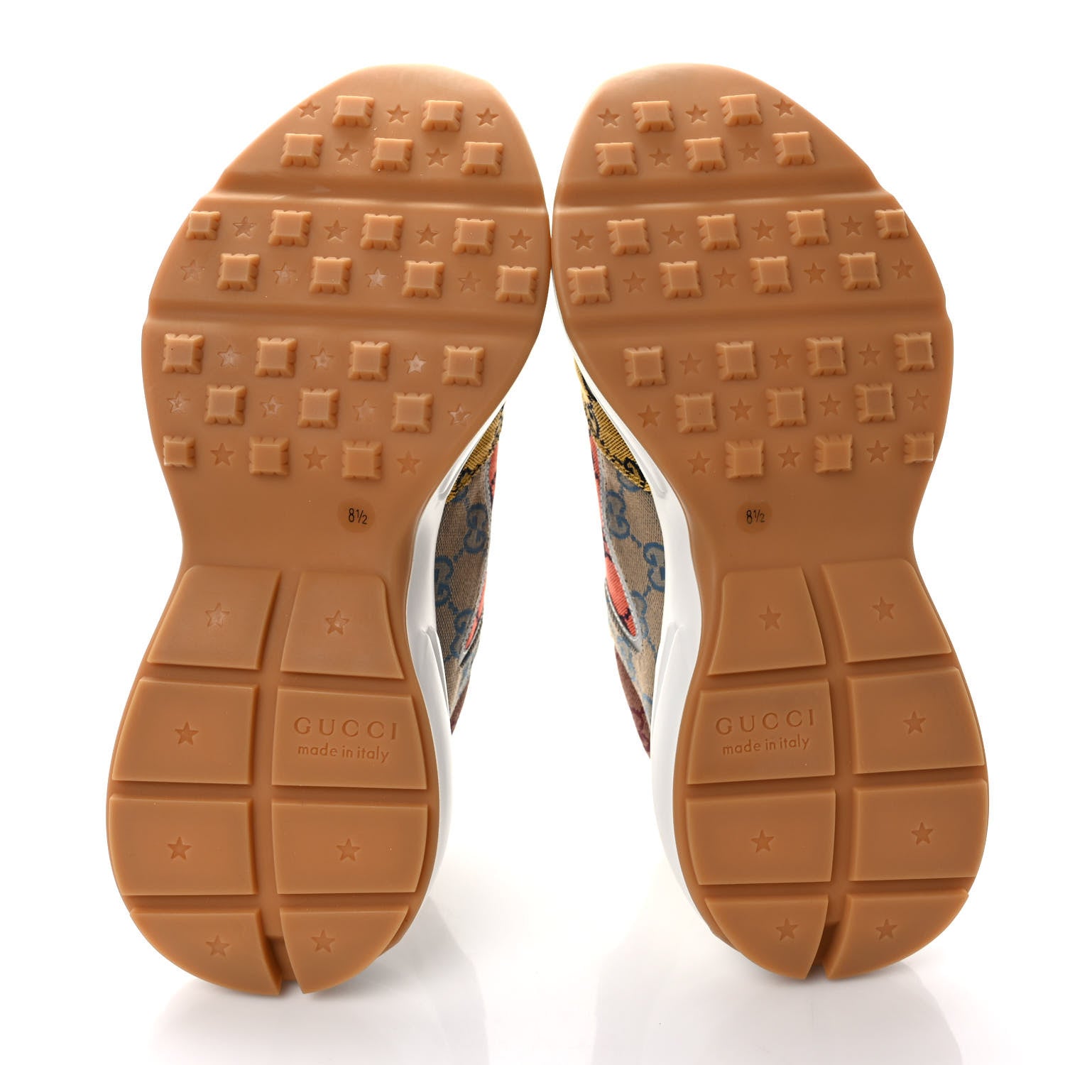 Gucci Monogram Multicolor Demetra Mens Rhyton Sneakers 8.5 Yellow Blue Great White Tabasco 5 of 9