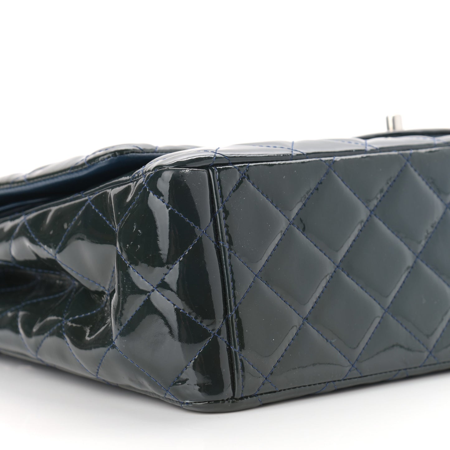 Patent Quilted Maxi Double Flap Blue