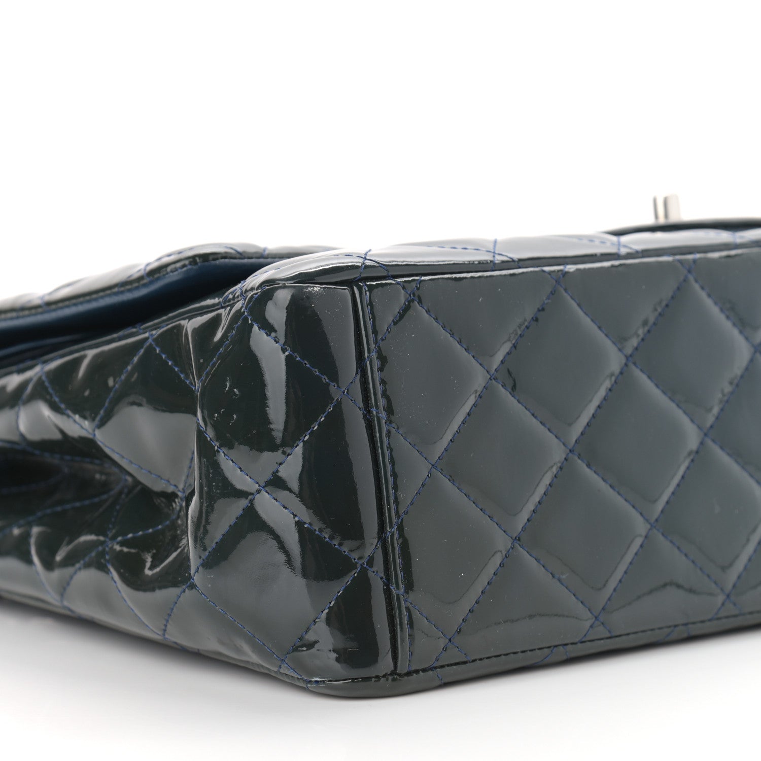 Chanel Patent Quilted Maxi Double Flap Blue 8 of 14