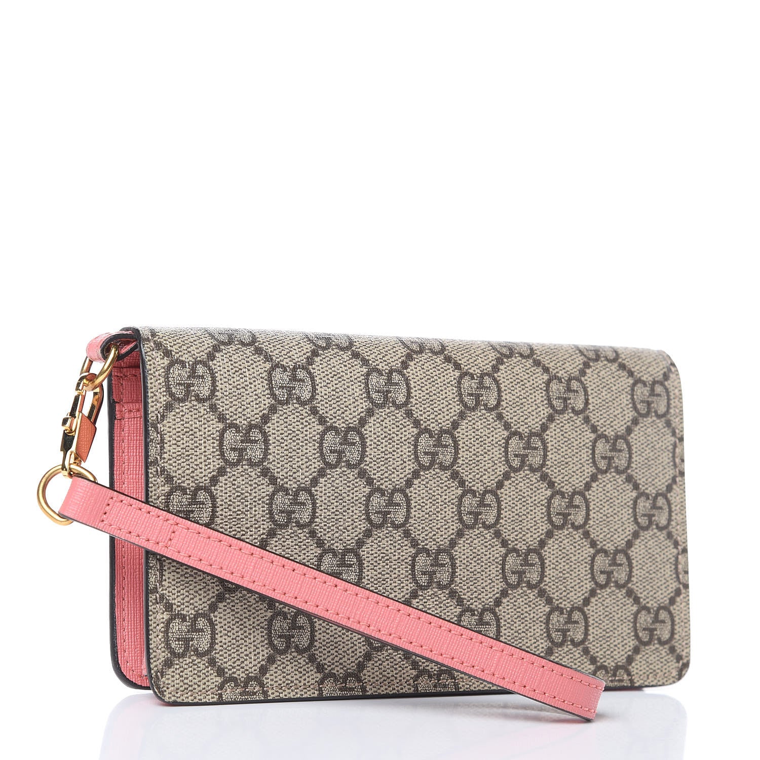Gucci GG Supreme Monogram Embroidered Face iPhone 6 Case Wristlet Pink 3 of 9