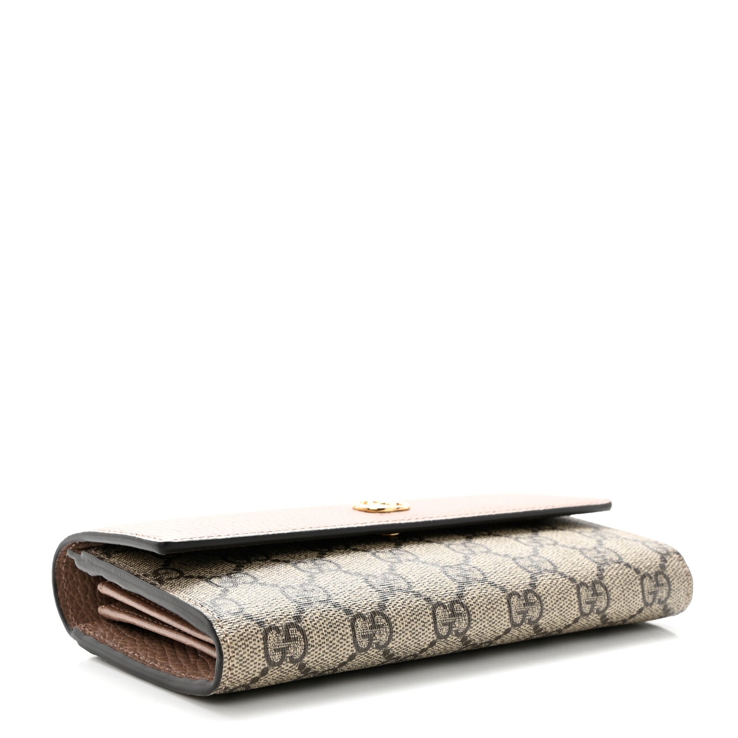 Dollar Calfskin GG Supreme Monogram GG Marmont Continental Wallet Porcelain Rose Beige Ebony