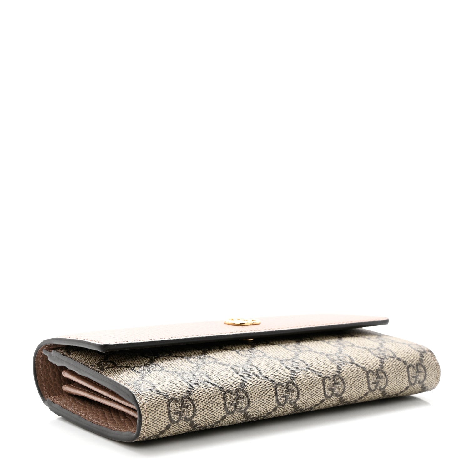 Gucci Dollar Calfskin GG Supreme Monogram GG Marmont Continental Wallet Porcelain Rose Beige Ebony 4 of 9