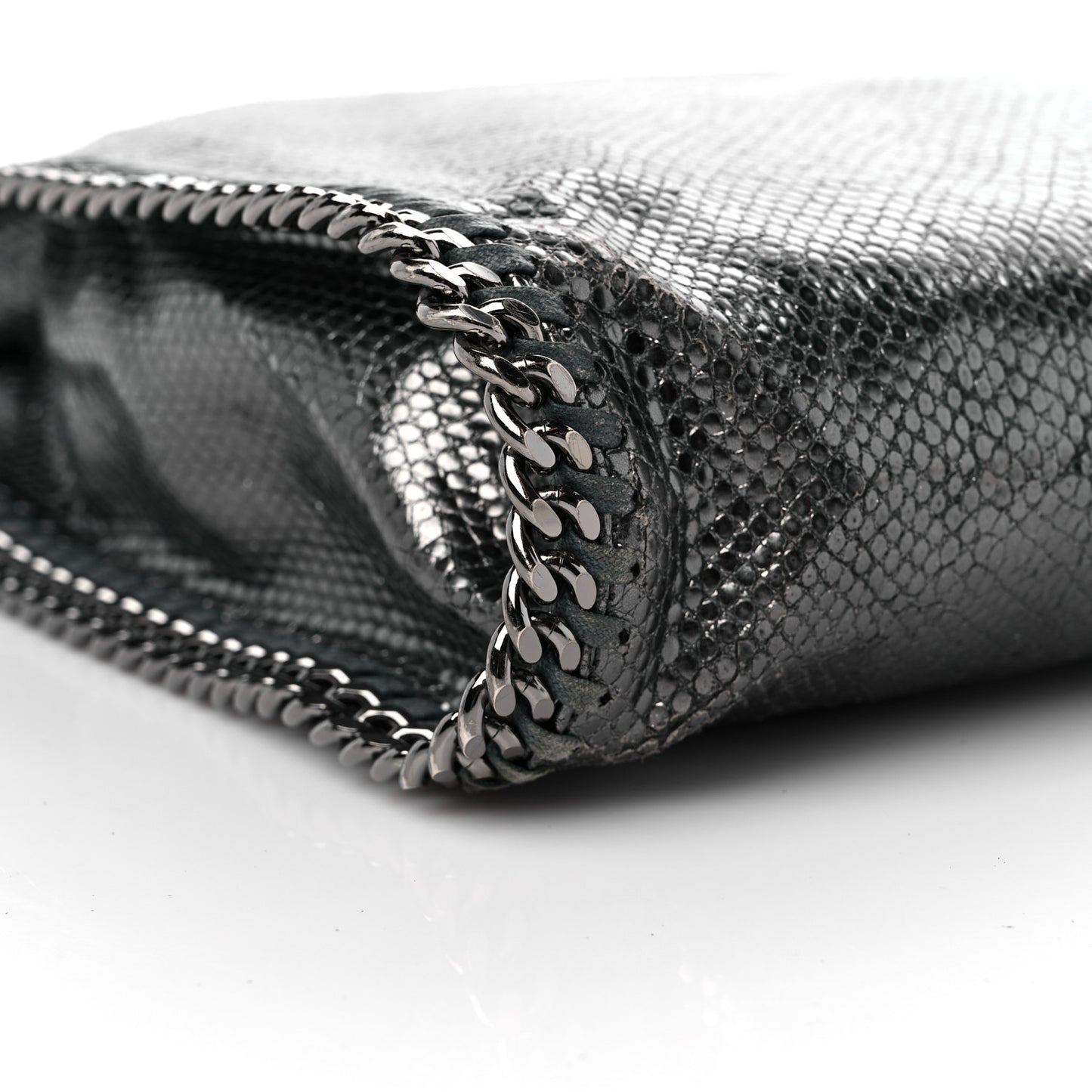 Metallic Snake Print Small Falabella Tote Ruthenium