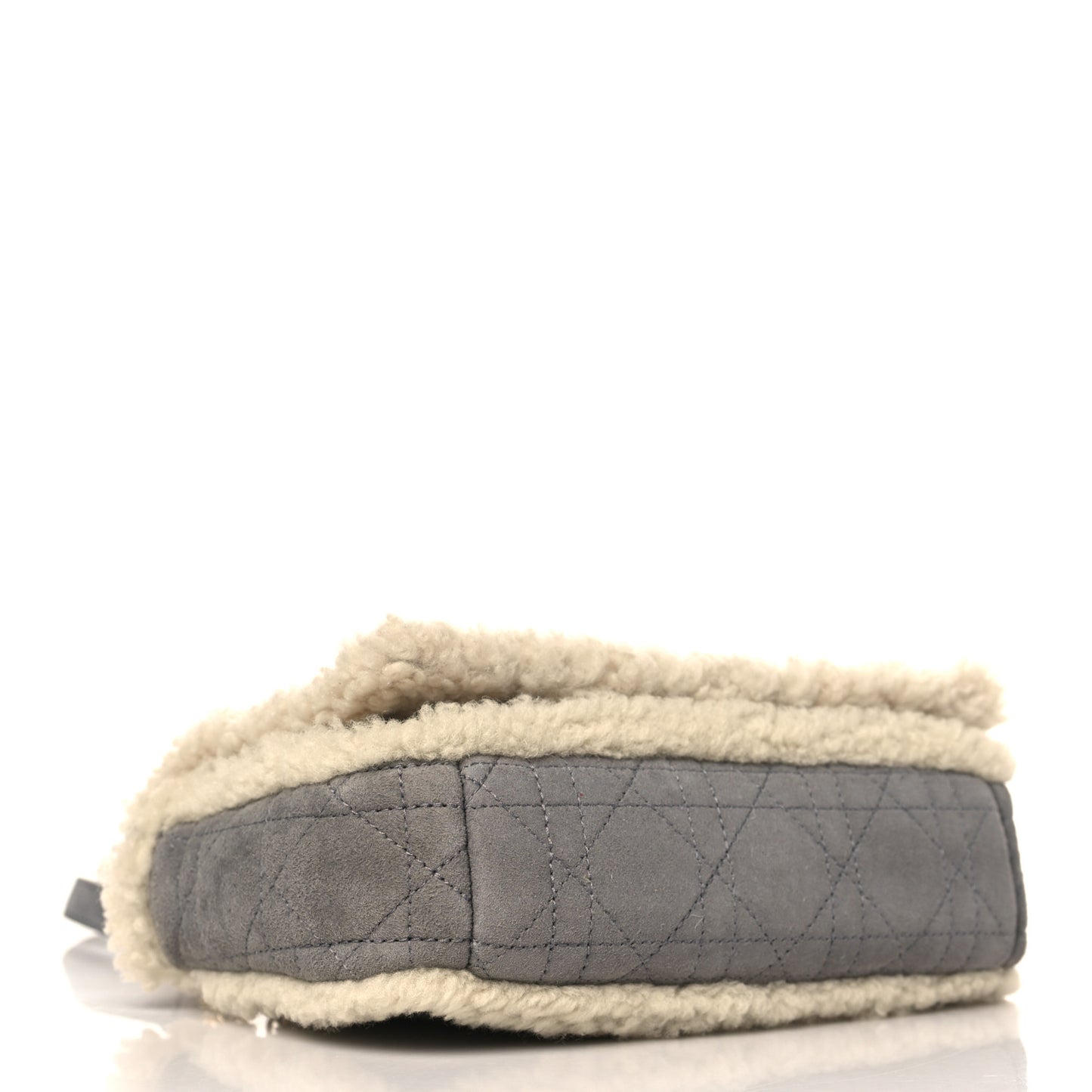 Shearling Sheepskin Wool Cannage Small Caro Bag Gray