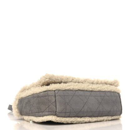 Christian Dior Shearling Sheepskin Wool Cannage Small Caro Bag Gray 4 of 8