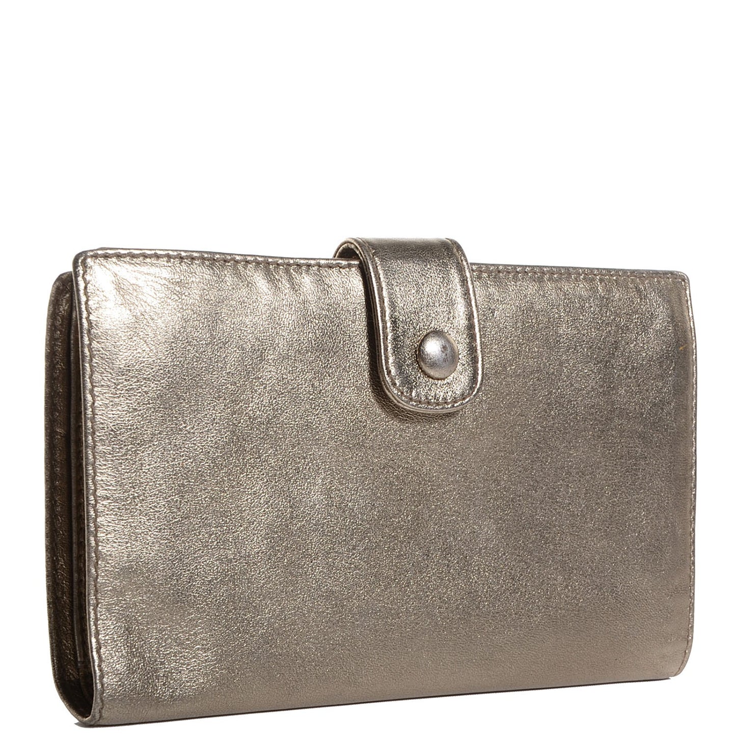 Metallic Lambskin Timeless CC French Wallet Gold