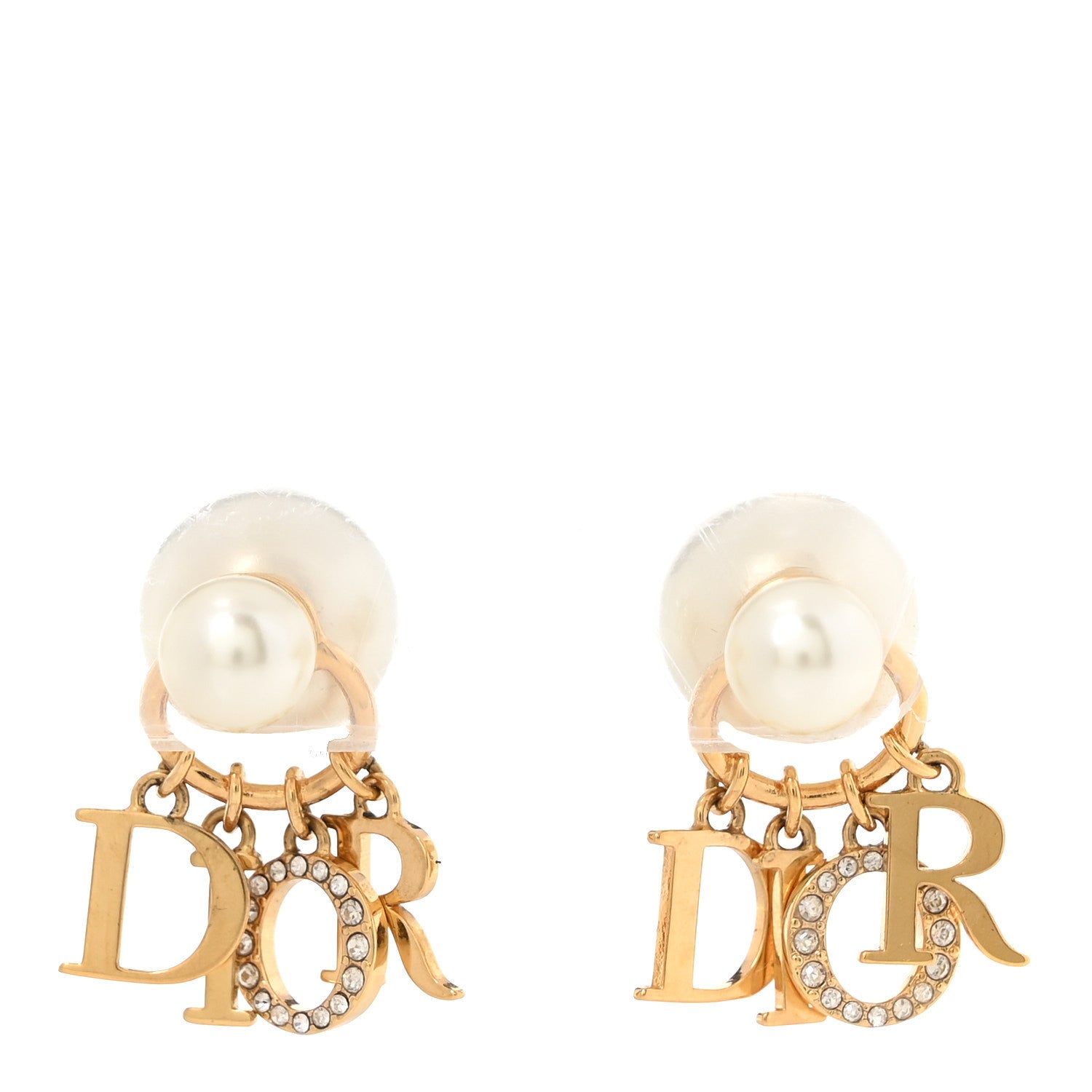 【ChristianDior】ピアス Tribales Christian Dior Pearl Crystal Tribal Logo Charms Earrings Gold