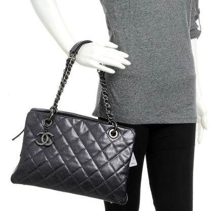 Chanel Caviar Timeless CC Large Zip Shopping Tote Dark Silver 2 of 8