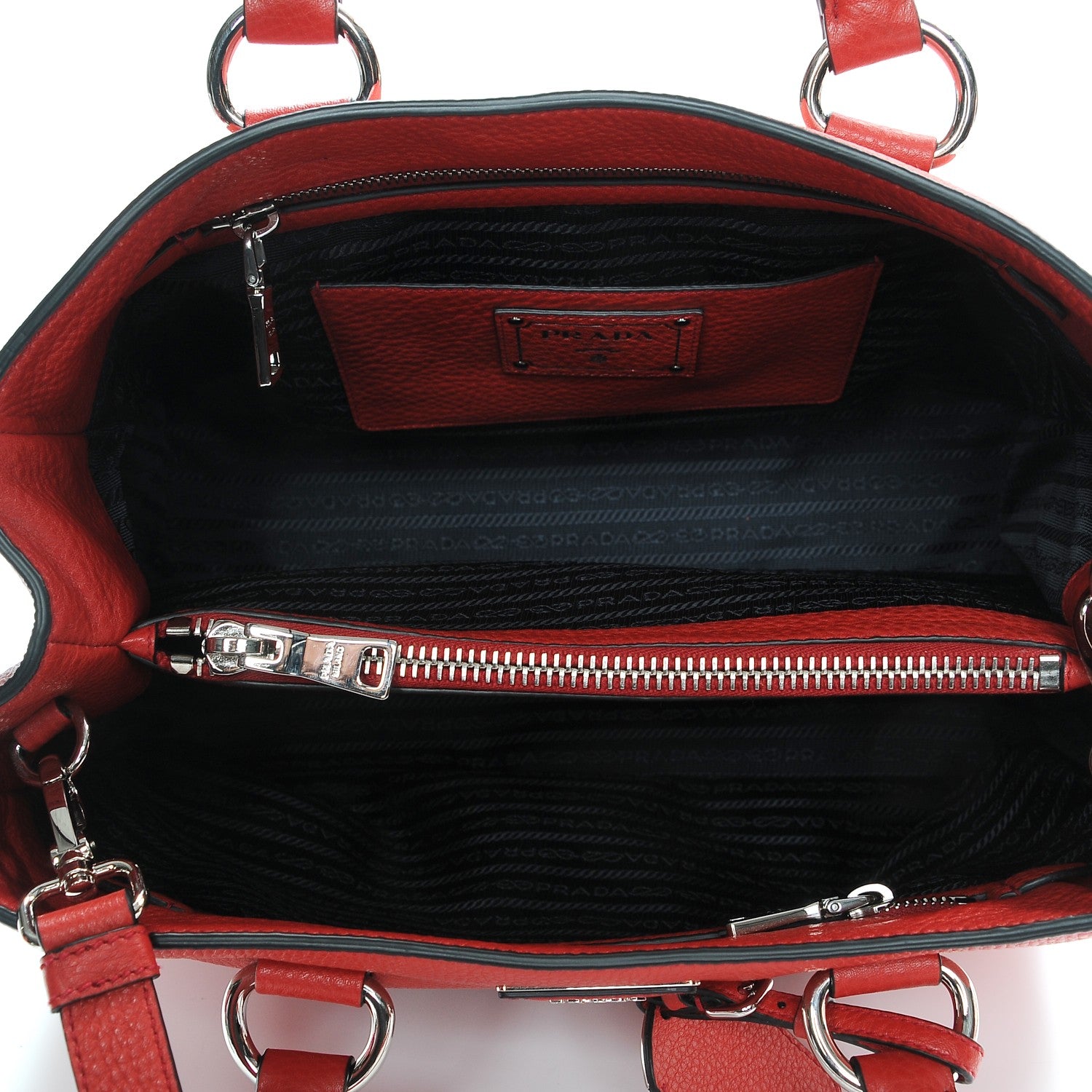 Prada Vitello Daino Tote Rosso 6 of 9
