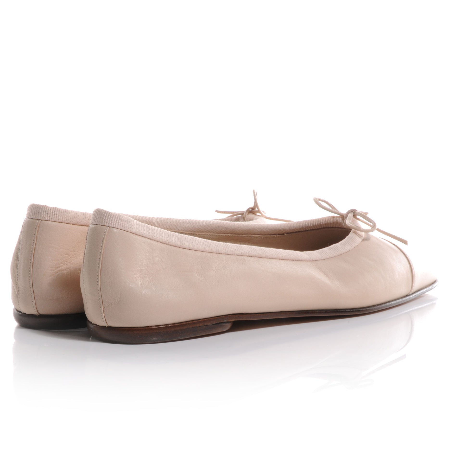 Chanel Lambskin CC Bow Flats Beige 37.5 4 of 6