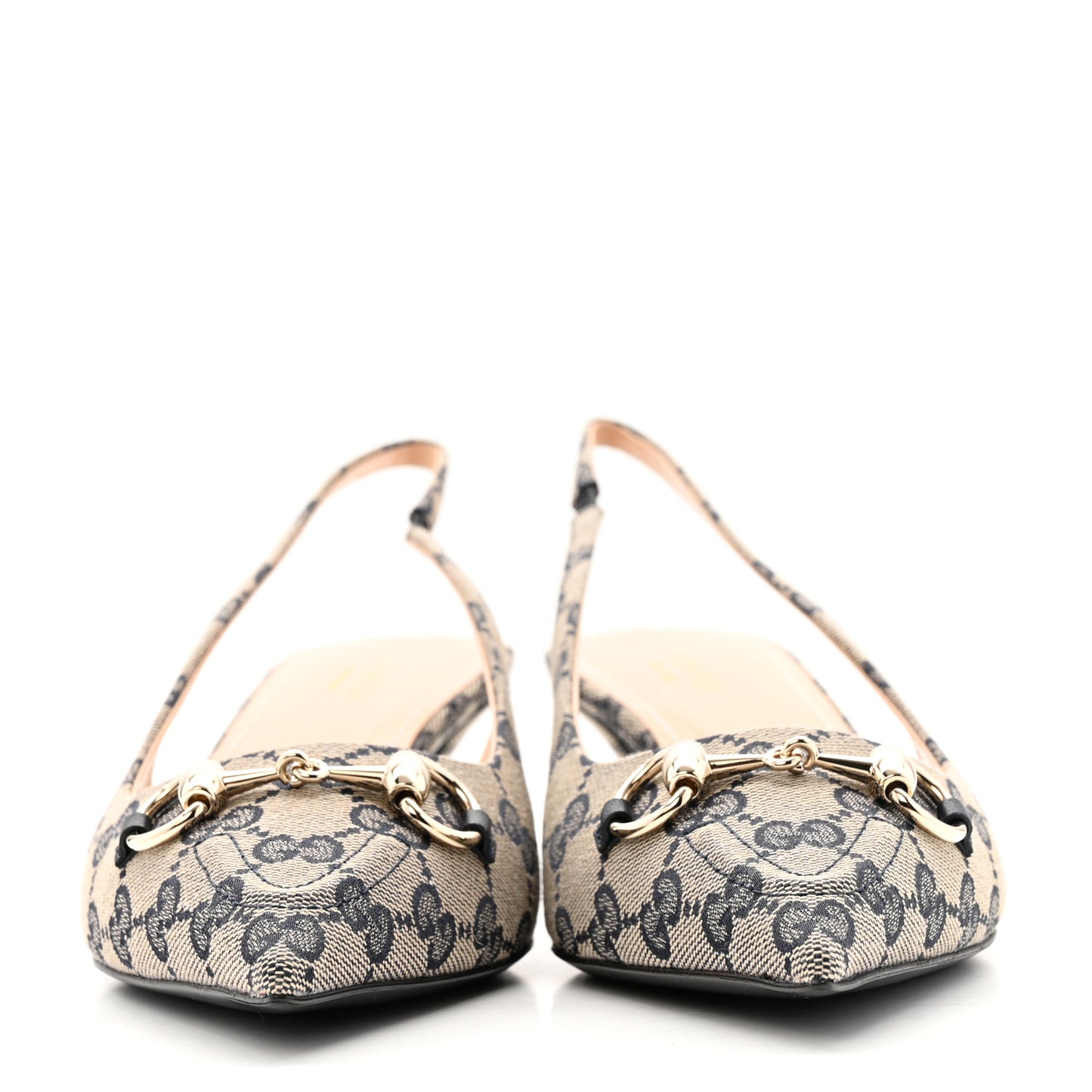 Monogram Horsebit 35mm Slingback Pumps 40 Beige Blue