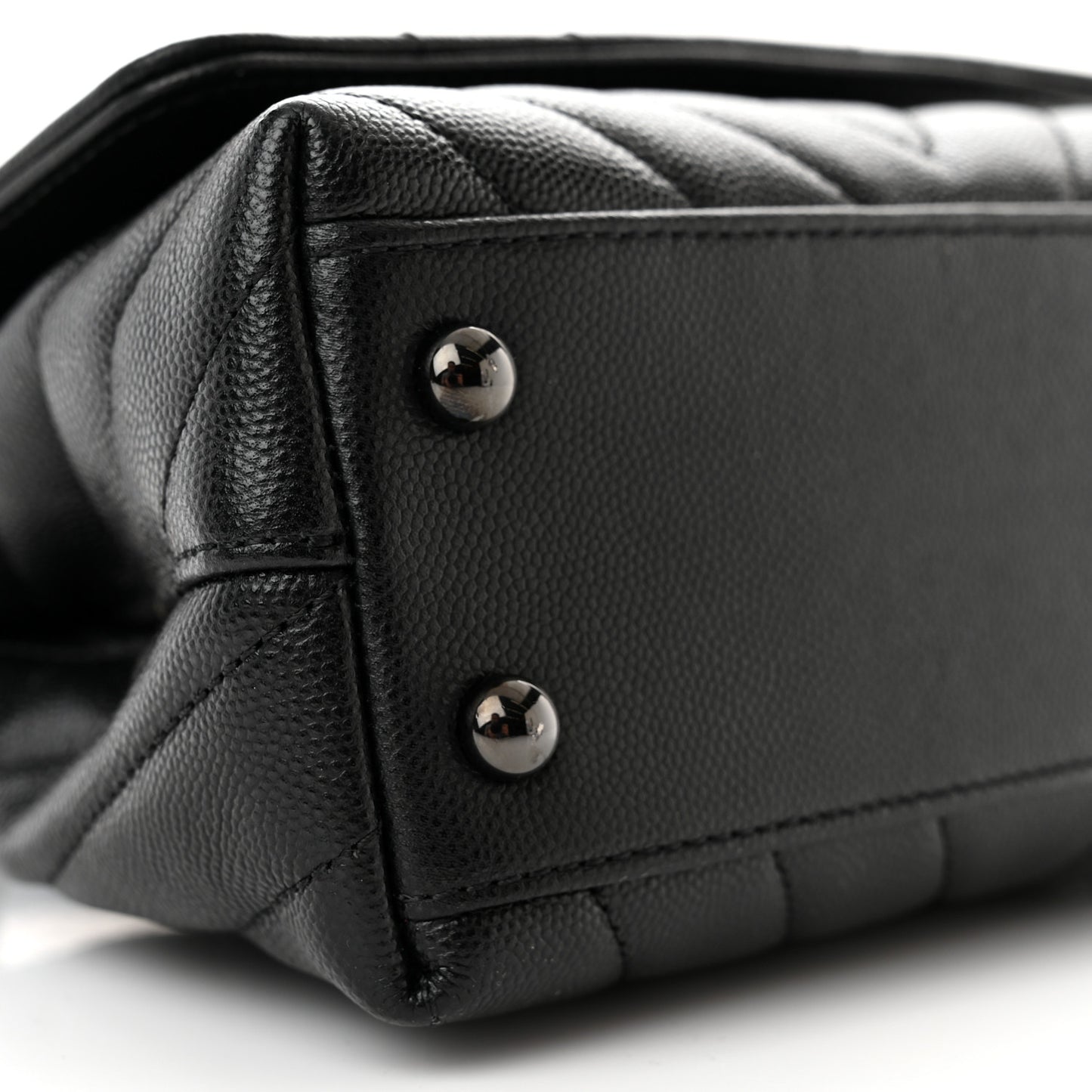 Caviar Chevron Quilted Extra Mini Coco Handle Flap So Black
