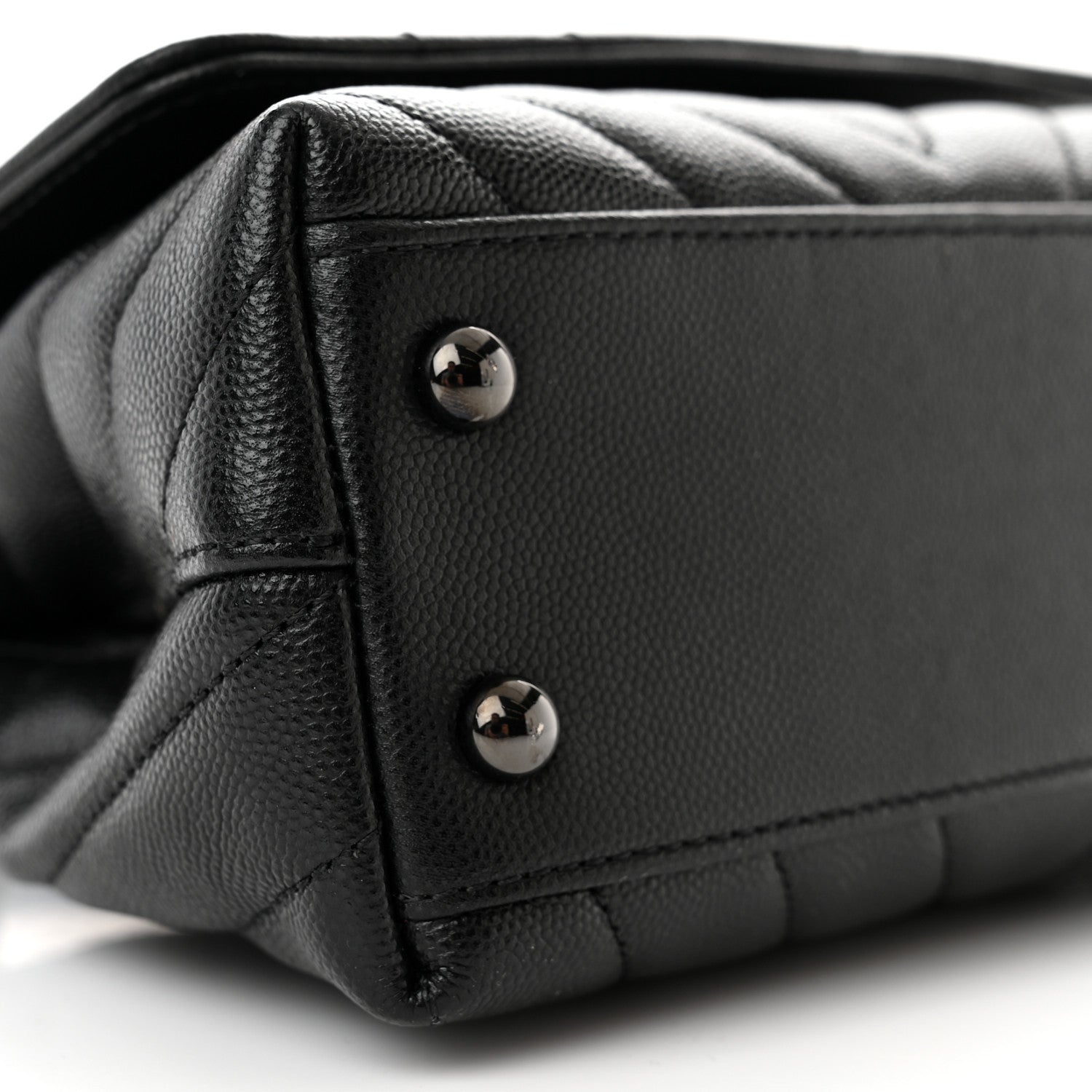Chanel Caviar Chevron Quilted Extra Mini Coco Handle Flap So Black 9 of 11