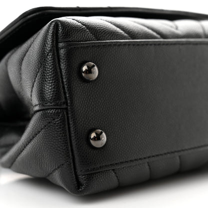 Chanel Caviar Chevron Quilted Extra Mini Coco Handle Flap So Black 9 of 11