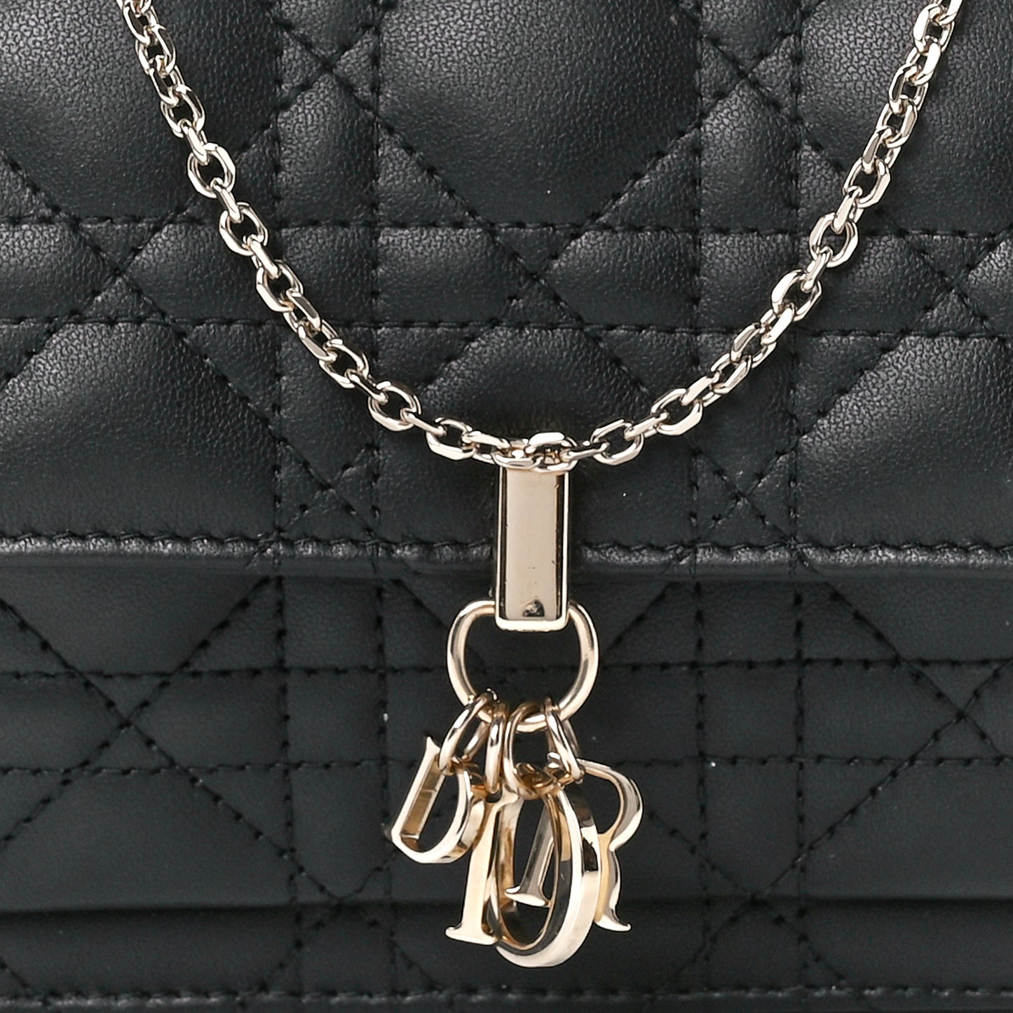 Lambskin Cannage Lady Dior Chain Pouch Black