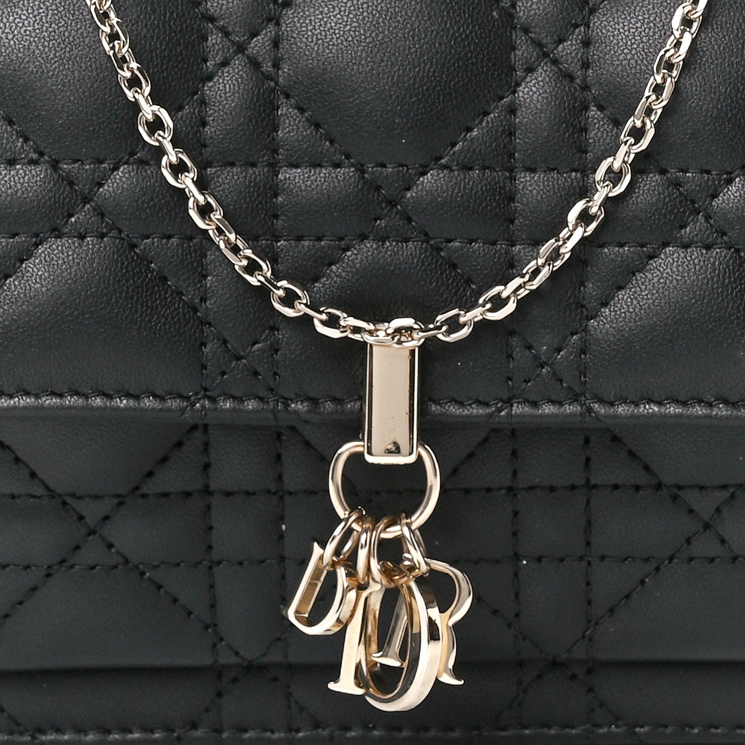 Christian Dior Lambskin Cannage Lady Dior Chain Pouch Black 8 of 12