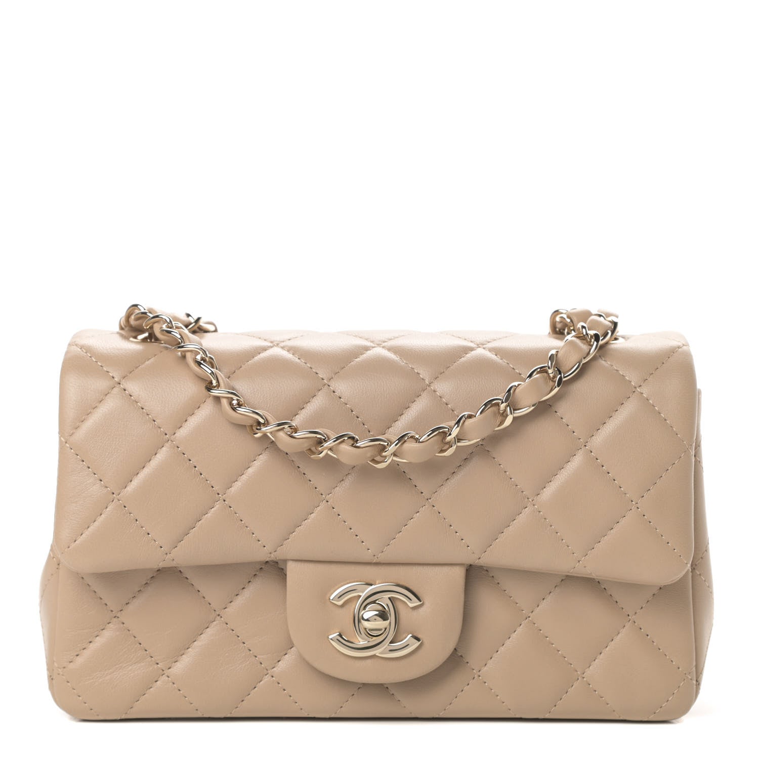 Chanel Lambskin Quilted Mini Rectangular Flap Dark Beige 1 of 11