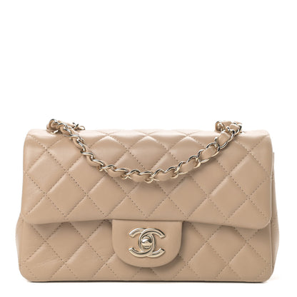 Chanel Lambskin Quilted Mini Rectangular Flap Dark Beige 1 of 11