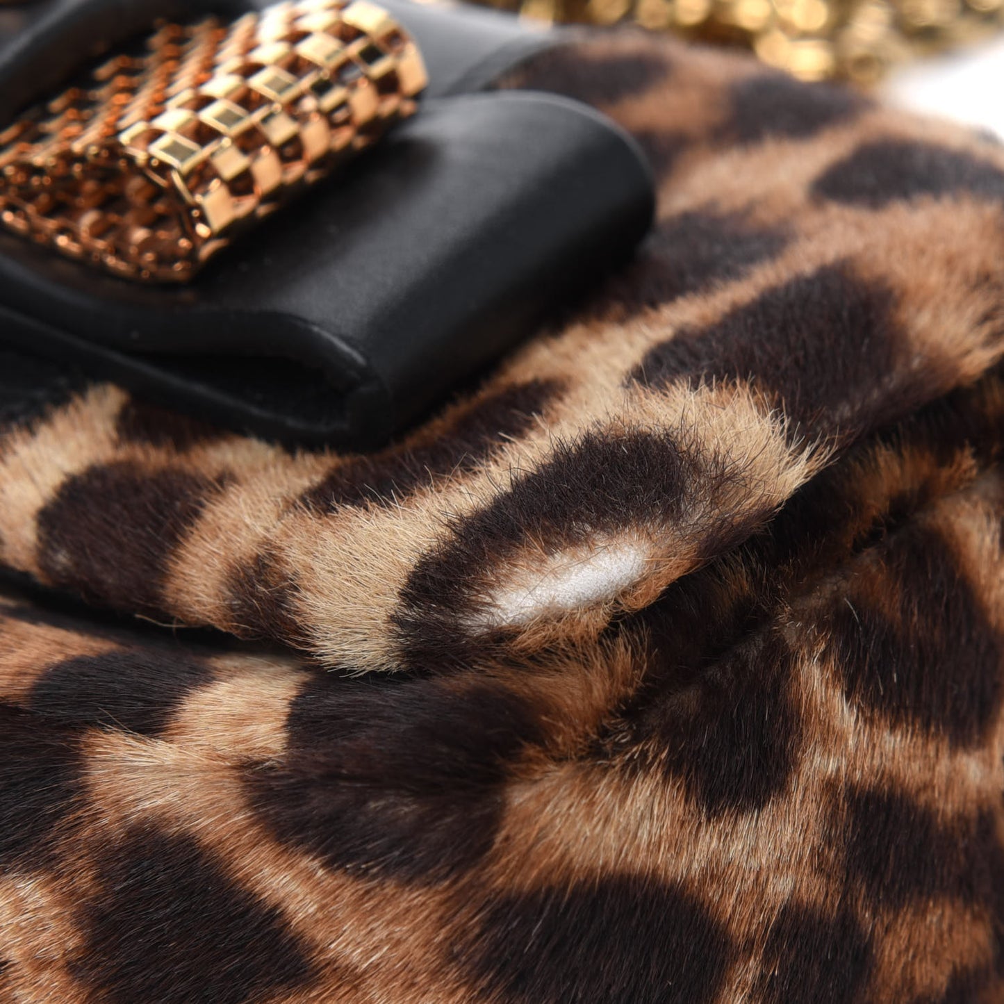 Calf Hair Leopard Print Sweet Charity Crossbody Bag
