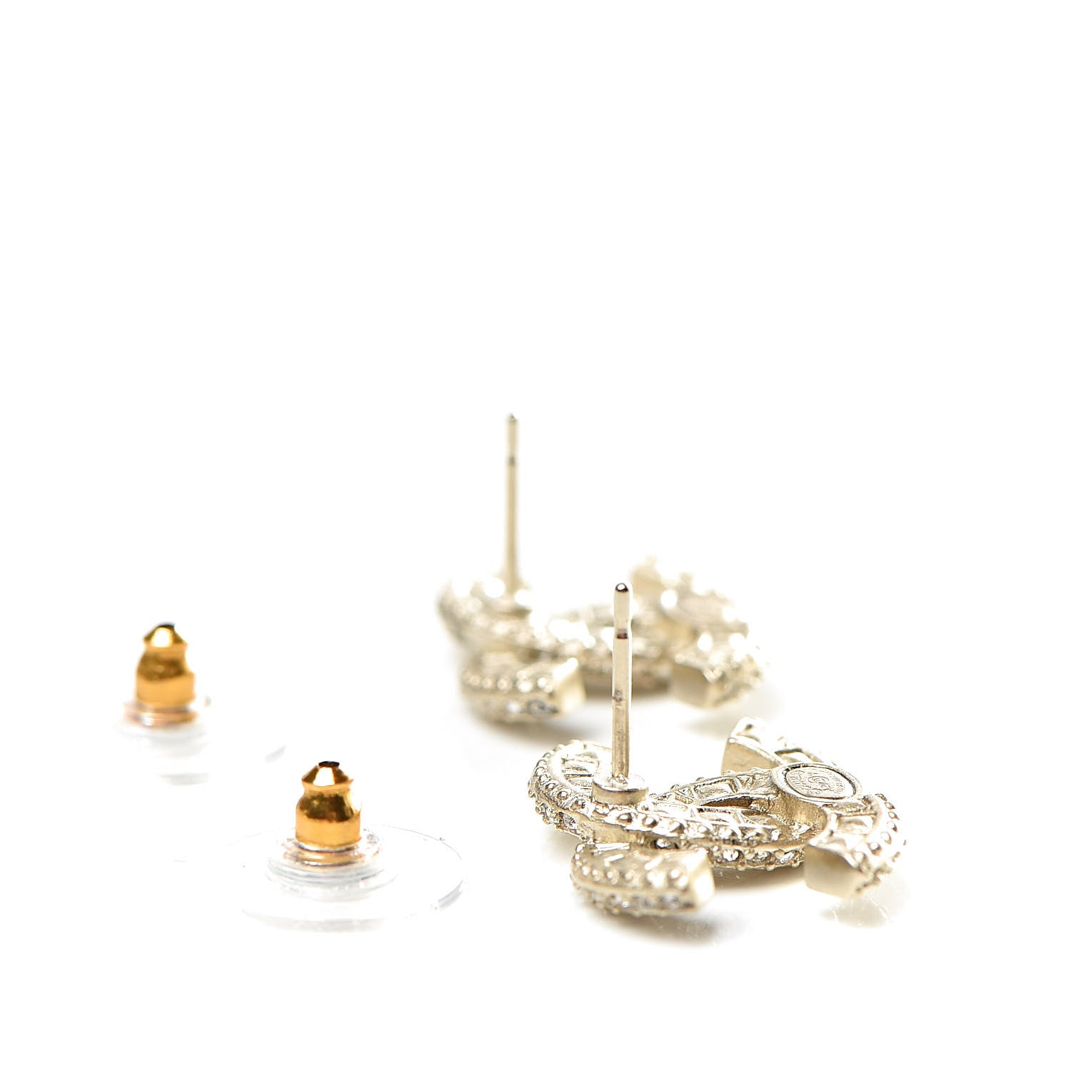 Chanel Crystal CC Earrings Light Gold 3 of 5
