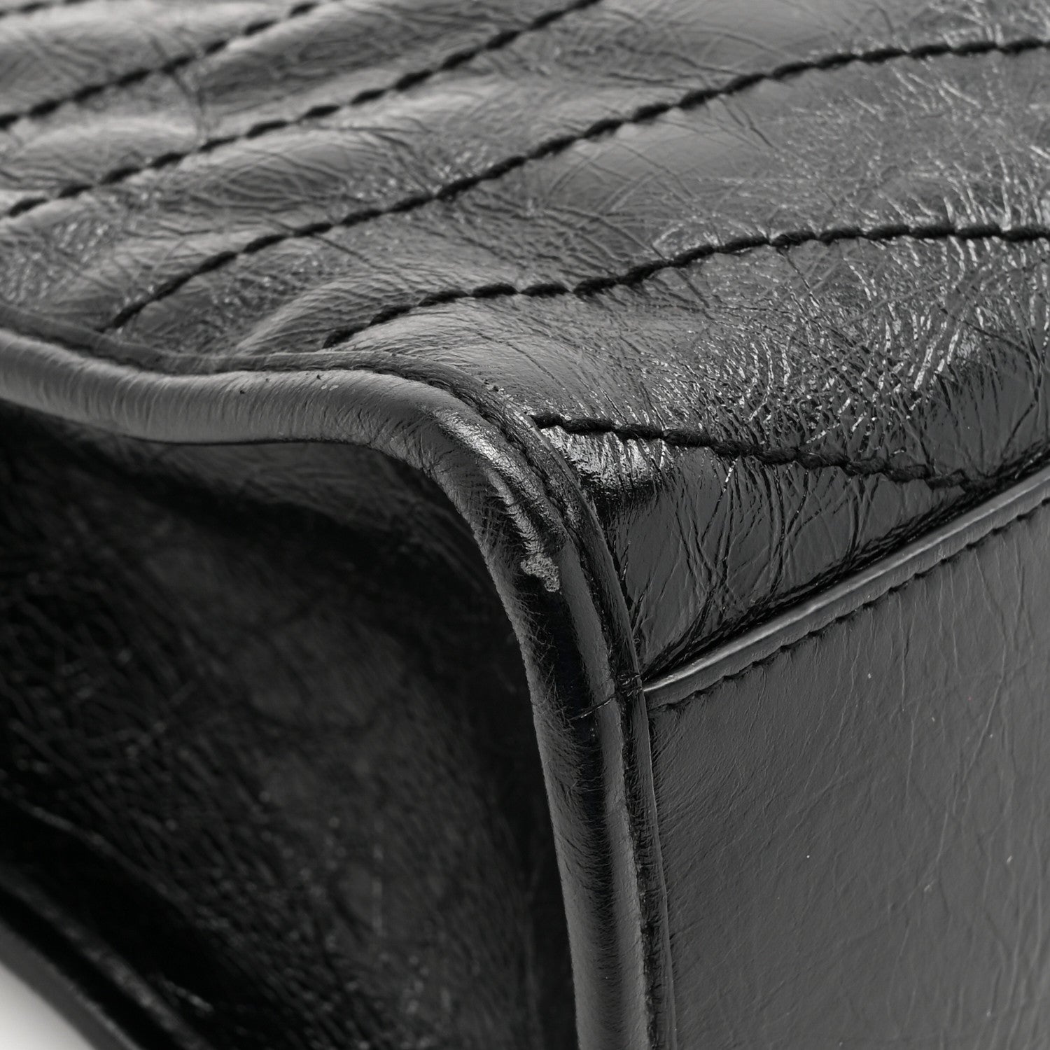 Saint Laurent Crinkled Calfskin Matelasse Monogram Medium Niki Shopper Tote Black 16 of 17