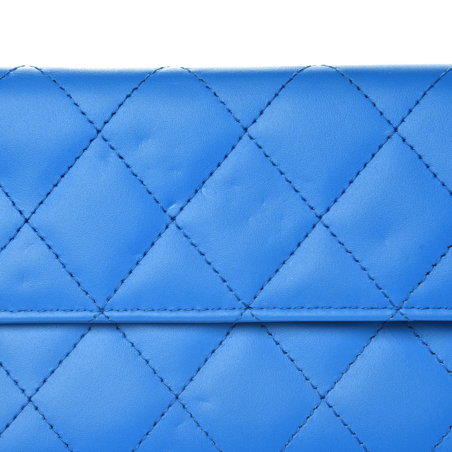 Lambskin Quilted Wallet On Removable Chain Insert Blue