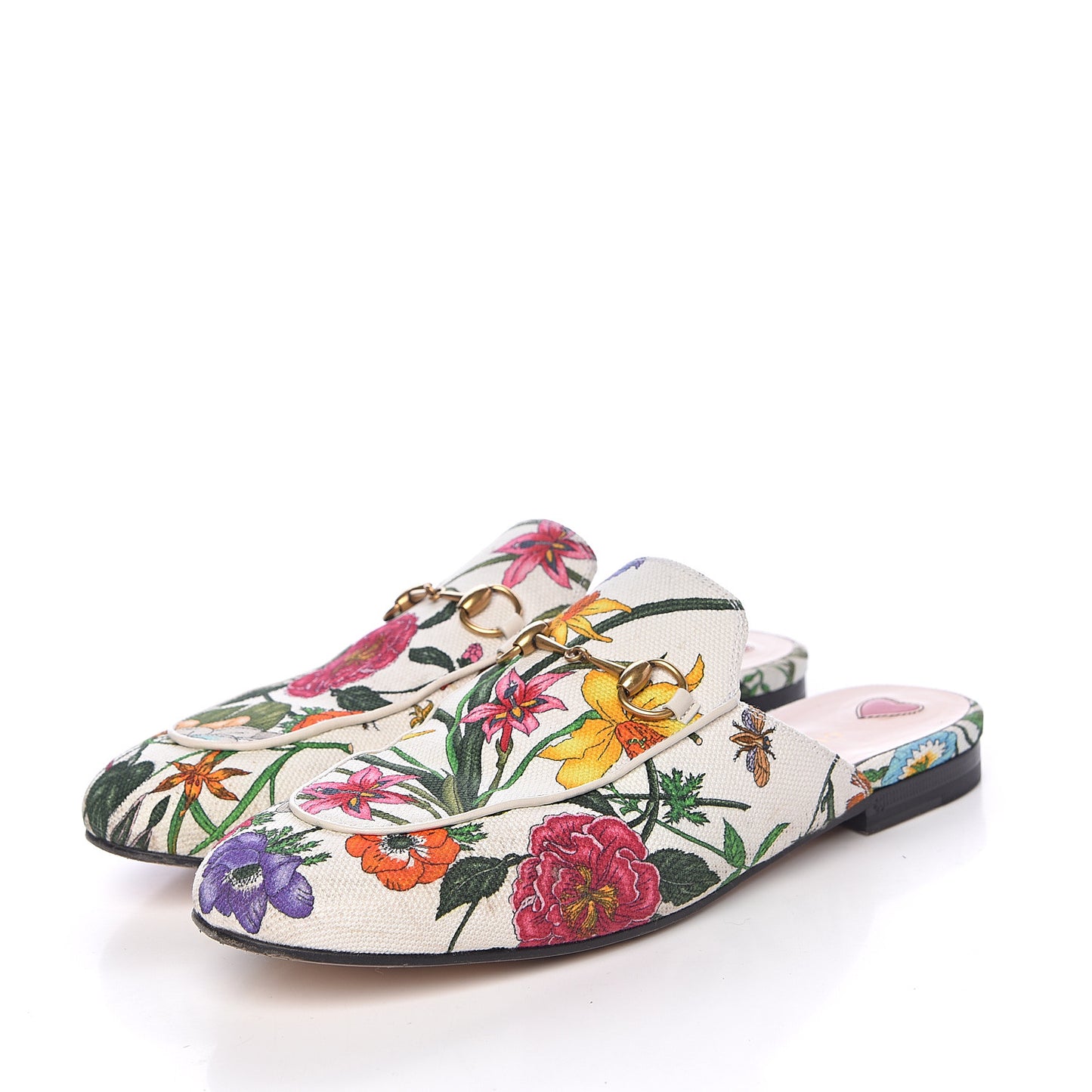 Canvas Flora Womens Princetown Slippers 39 White Multicolor
