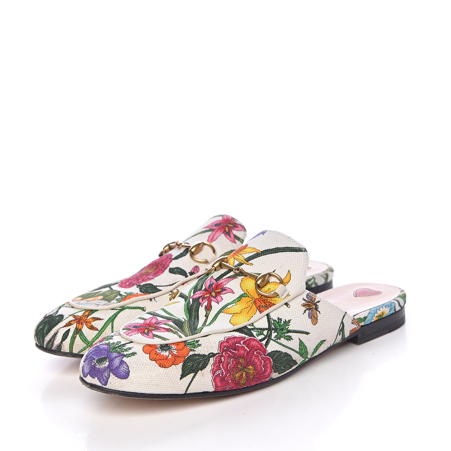 Gucci Canvas Flora Womens Princetown Slippers 39 White Multicolor 3 of 19