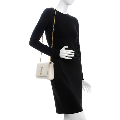 Saint Laurent Grain De Poudre Medium Classic Monogram Kate Satchel Porcellana 2 of 9