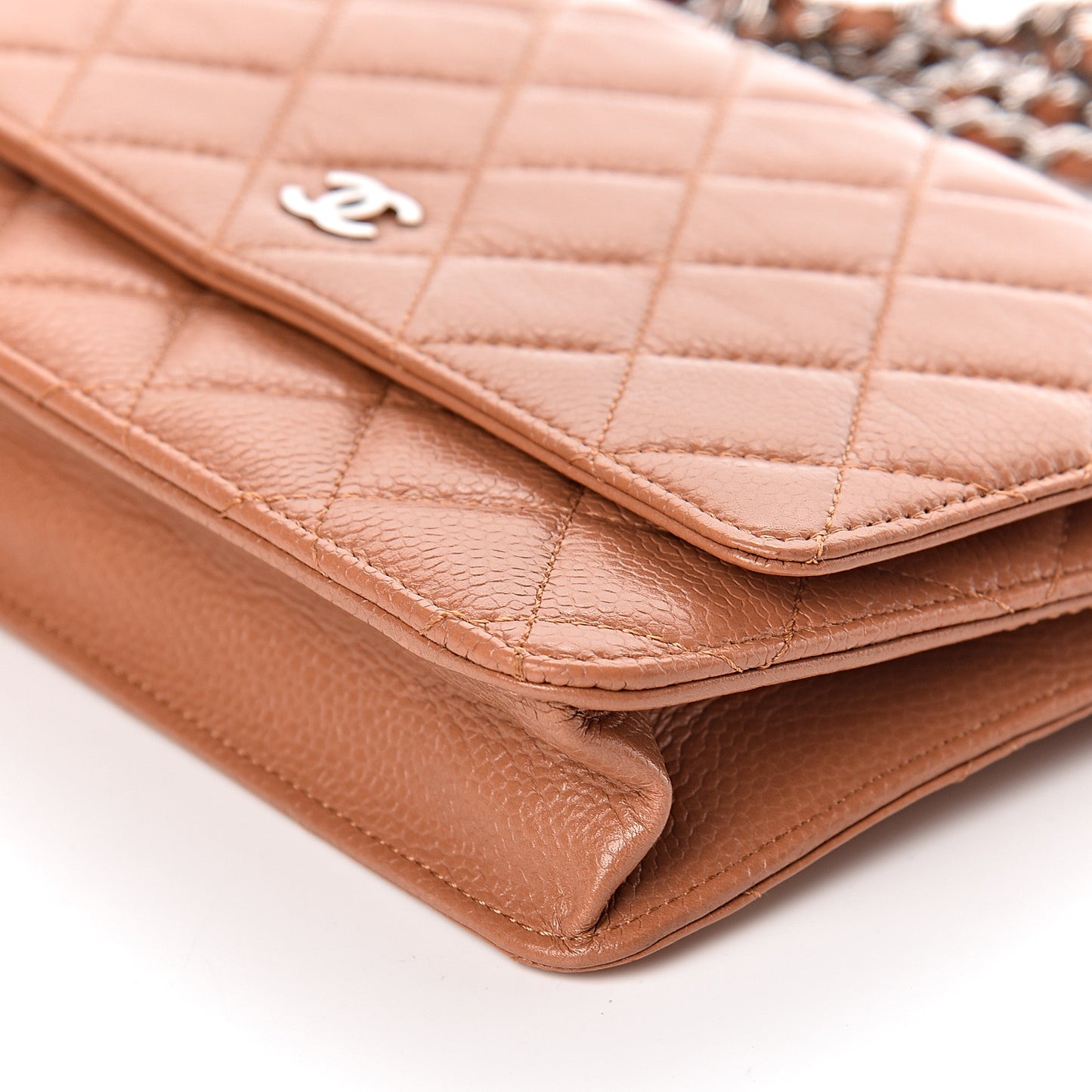 Caviar Quilted Wallet On Chain WOC Dark Beige