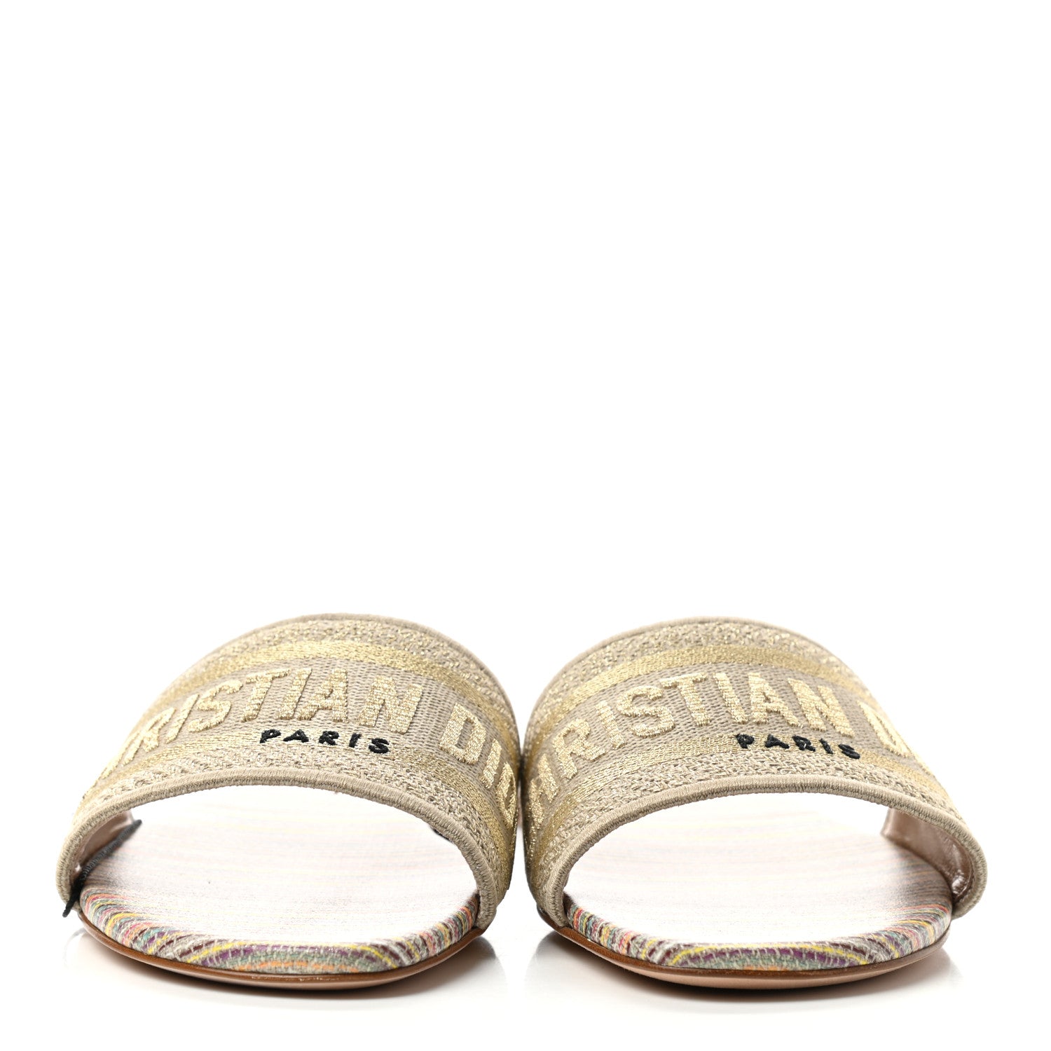 Christian Dior Lurex Romance Embroidered Dway Mules Slide Sandals 37 Metal Multicolor 2 of 8