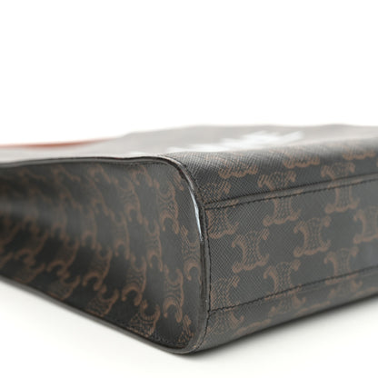 Celine Triomphe Canvas Calfskin Small Vertical Cabas Tan 8 of 10