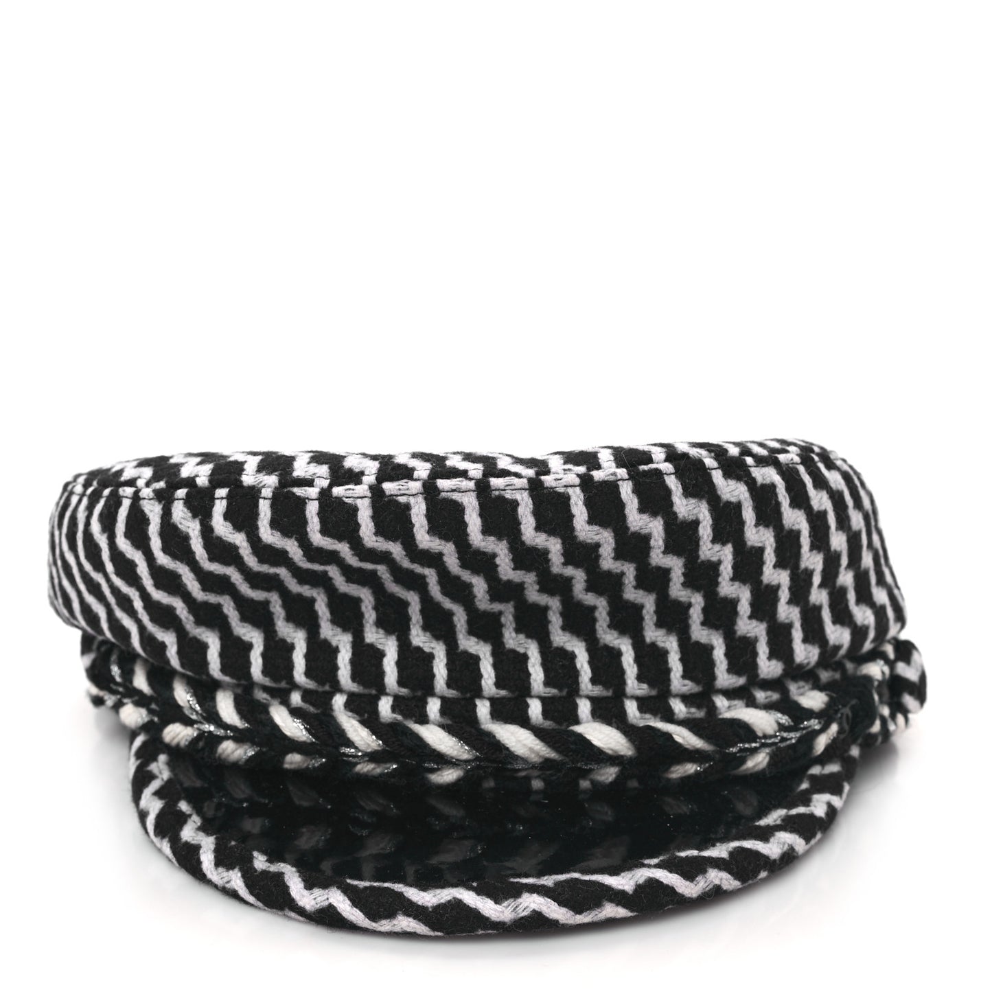 Wool PVC Paris Hamburg Sailor Cap Hat M Black White