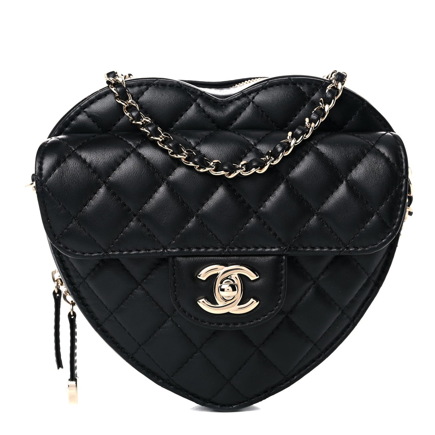 Lambskin Quilted CC In Love Heart Bag Black