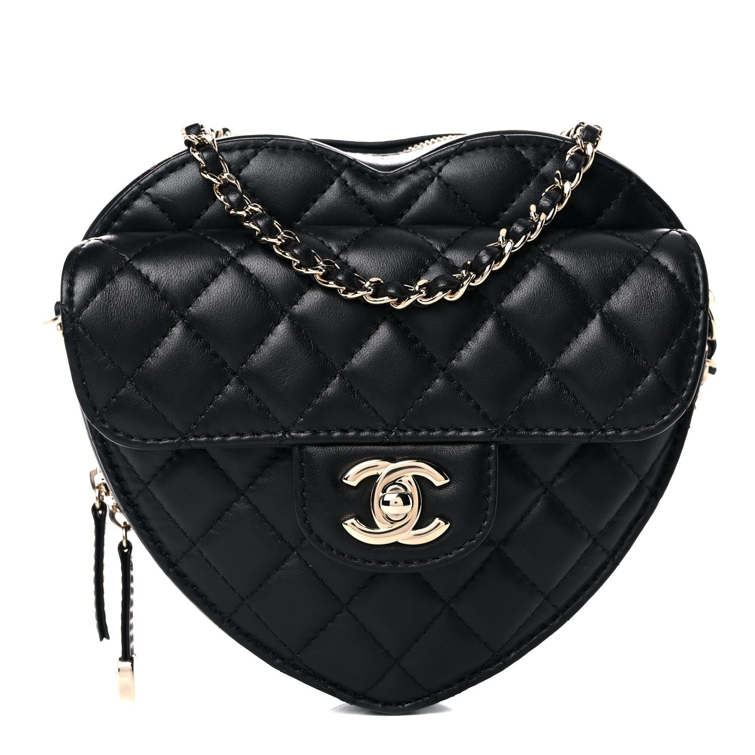 Chanel Lambskin Quilted CC In Love Heart Bag Black 1 of 10